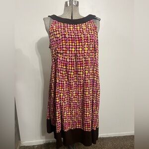 Vintage London Style Retro Pleated, Print Dress‎ Halter with Pockets Size Is XL